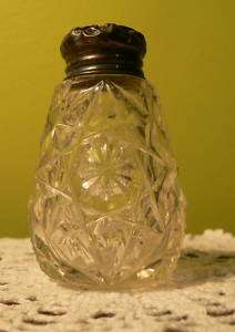 Antique Cut Crystal Salt Shaker Sterling Top  