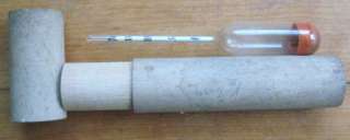 Early Glass Floating Dairy Thermometer w/wood Case  