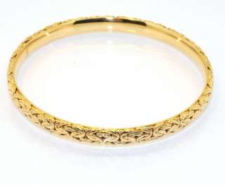   Byzantine Comfort Fit Bangle 14K Yellow Gold Clad 925 Silver 6mm