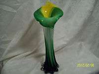 lovely green and yellow cali lilly [jack in the pulpit ] tall vase 