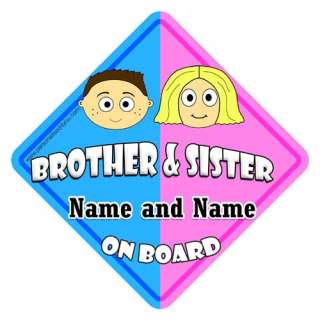 Personalised Brother and Sister on Board Car