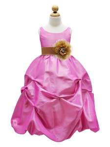 Fushia Taffeta Flower Girl Dress Pick Your Sash Size 2 4 6 8 10 12 