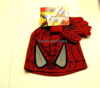 Boys Spiderman Knitted Hat Gloves Set One Size (4 7)  