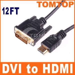 Gold DVI Male To HDMI Cable For HDTV LCD PS3 12Ft 3.6M  