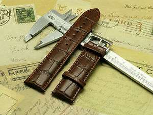 22mm Brown/Brown Genuine Leather watch Band fits Longines  