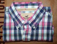 NWT HOLLISTER HCO MUSCLE FIT PLAID BUTTON SHIRTS PINK/BLUE MENS Sz M 