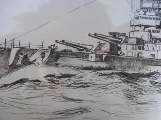 Pen and Ink Drawing of U.S.S. Arkansas Dated 1935  