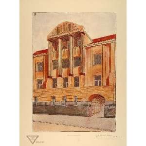 1905 Lithograph F. W. Jochem Architect House Elevation   Original 