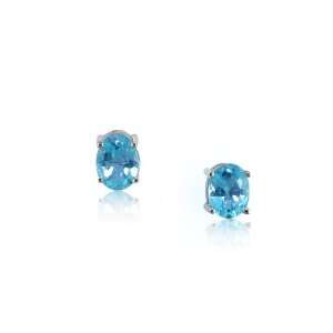   Sterling Silver 3.82 Carat Oval Sky Blue Topaz Stud Earrings Jewelry