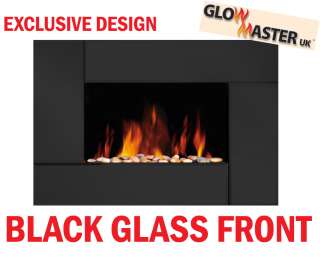 COMPACT GLOWMASTER BLACK GLASS WALL MOUNTED ELECTRIC LIVING FLAME FIRE 