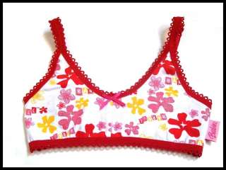 BARBIE BRA CROP TOP WHITE/RED AGES 4 10 YRS *BNWT*  