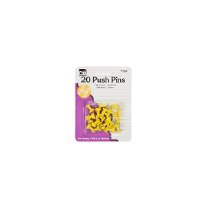  Charles Leonard Inc. Push Pins, Yellow, 20/card (20240 