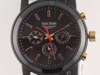SECTOR 500 CERAMIC MULTIFUNCTION 43 mm BLACK DIAL LEATHER STRAP MENS 