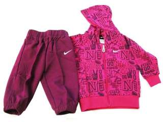NIKE BABY GIRLS HOODED TRACKSUIT 381639/601 PINK 3 12 MONTHS *BNWT 