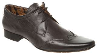 Mens H By Hudson Ellington Brogue Grey Leather Shoes  