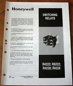 Honeywell R4222; R8222; R4228; R8228 Switching Relays 1985 VG+  