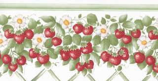 Erdbeer Tapeten Bordüre Küchen Borte 1 Rolle  10 m  