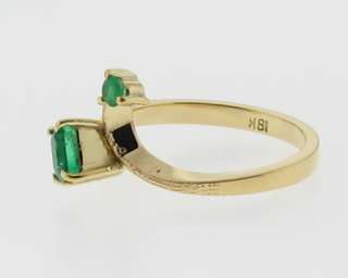 Estate Natural Green Emeralds Solid 18k Yellow Gold Ring  