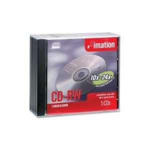  Imation 24x CD RW Media 700MB   120mm Standard   5 Pack 
