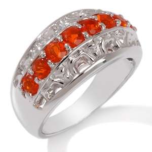   .42ct Fire Opal Scroll Design Sterling Silver Band Ring 