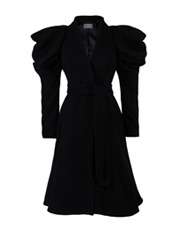 Puff Shoulder Belted Opera Coat by McQ Alexander McQueen   Black   Buy 