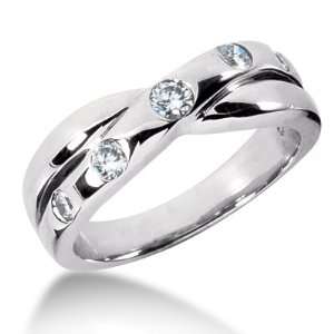 75 Ct Diamond Wedding Band Set Engagement Ring Round Bezel 14k White 