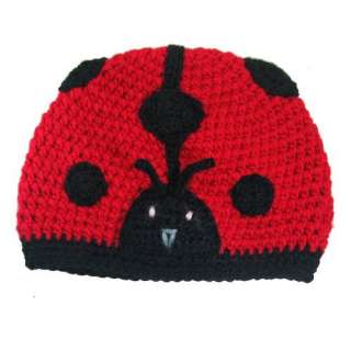 Girls Soft Crochet Ladybug Beanie Winter Hat Cap   Great for Christmas 