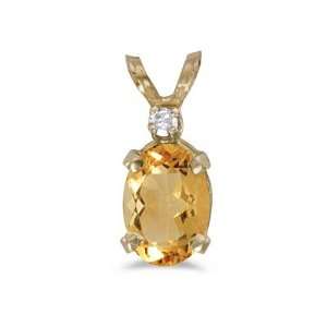  Oval Citrine 14kt Yellow Gold Diamond Pendant 0.75ct TW Jewelry