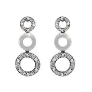    9ct White Gold Round Cut Diamond Long Drop Earrings Jewelry