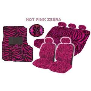 18 Pieces Hot Pink Zebra Low Back Seat Covers Bench Seat with 3 Head 