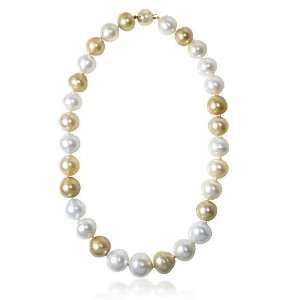    Multi colored South Sea Pearl 14k Yellow Gold Necklace Jewelry
