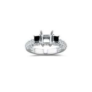   Cts White & Black Diamond Ring Setting in 14K White Gold 5.0 Jewelry