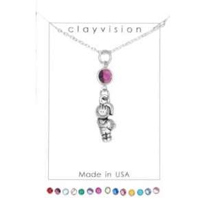  Clayvision Basketball Girl Charm Necklace with Birthstone 