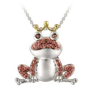  Rose Gold over Silver Diamond Accent Frog Necklace (I2 I3 