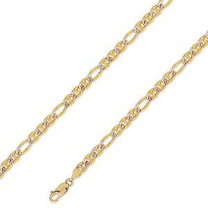 14K Solid Yellow 2 Two Tone Gold Ficonucci Chain Necklace 4.6mm (11/64 