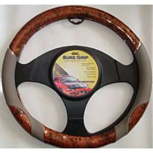  Wood & Beige Steering Wheel Cover Automotive