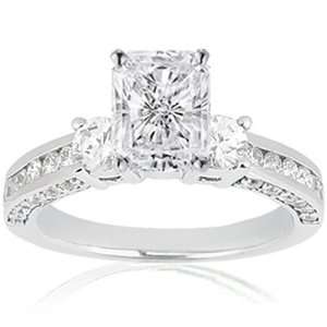 60 Ct Radiant Cut 3 Stone Diamond Engagement Ring 14K CUTVERY GOOD 