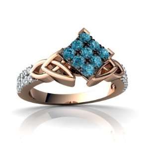   14k Rose Gold Blue Diamond Engagement Ring Size 6.5 Jewelry