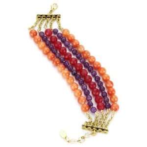    Rachel Reinhardt Sangria 5 Row Jade Beaded Bracelet Jewelry