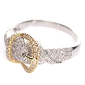  14k White & Yellow Gold Diamond Belt Shaped Ring Jewelry
