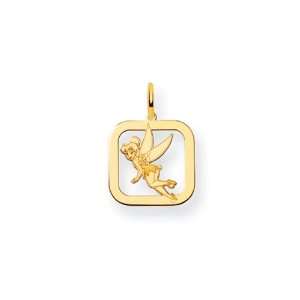    Disneys Flying Tinker Bell, Square Charm in 14 Karat Gold Jewelry