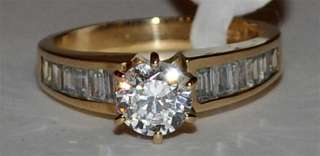 14K Gold Engagement Ring 1ct Diamond Simulations Round Cut Solitaire 