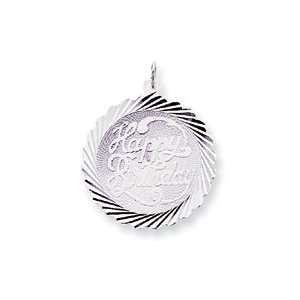  Sterling Silver Happy Birthday Disc Charm QC2485 Jewelry