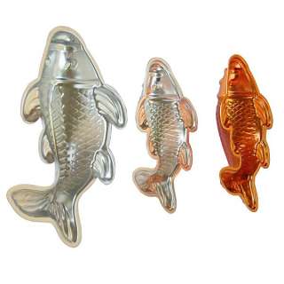 Aluminum Xmas Cake 3D Pan Tin Fancy Golden Carp Fish Mold 7 10.4 