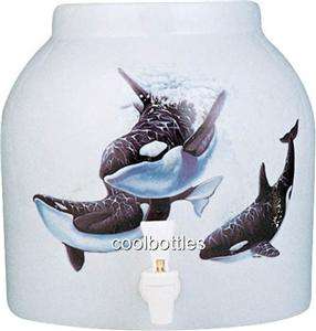 Orcas Whales Porcelain Water Dispenser Crock 396  