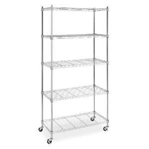    3528 Supreme Chrome 5 Tier Shelving Unit with Wheels