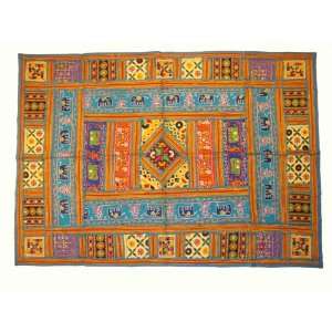  Tablecloth Handmade Rectangular Decorative Bead Work Blue 