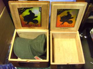 ACID(LIQUID) &(EX LARRY)Nice wood cigar boxes G8 SHAPE+MILITARY HAT 