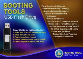 BOOTING TOOLS 4GB USB BOOTABLE DRIVE REPAIRS RECOVERS BACKUPS BOOTING 