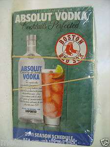   ABSOLUT VODKA   BOSTON RED SOX 2011 SCHEDULE BROCHURE BOOKLET   SEALED